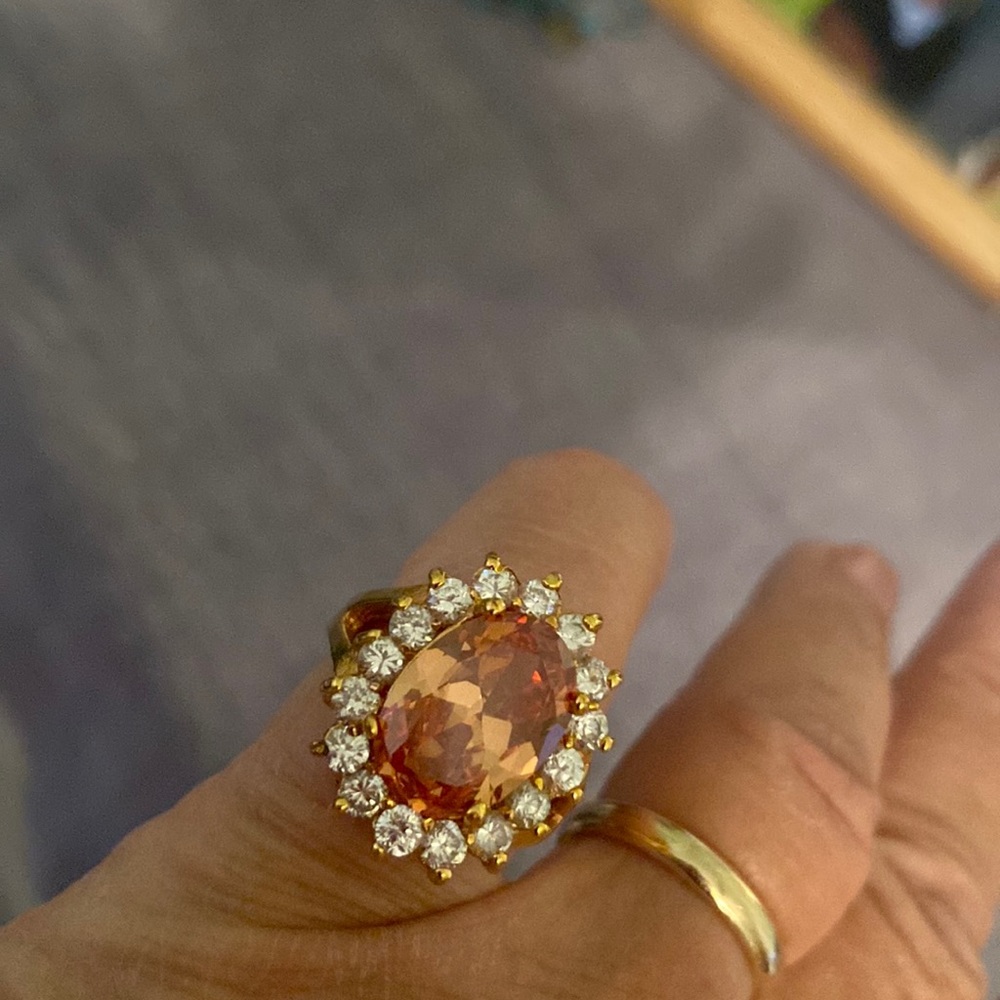 Gold and  jewel cocktail ring size 8